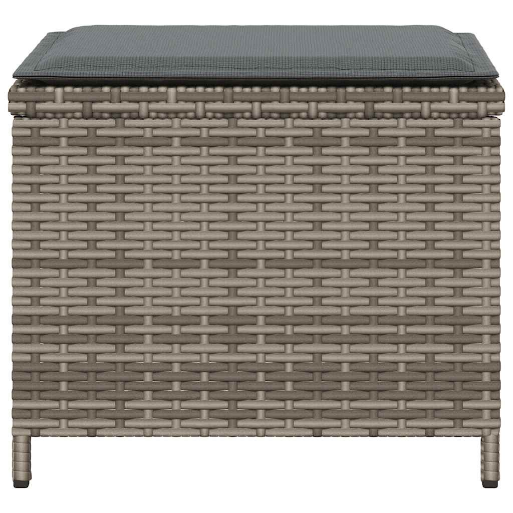 haveskamler 4 stk. med hynder 41x41x36 cm polyrattan grå