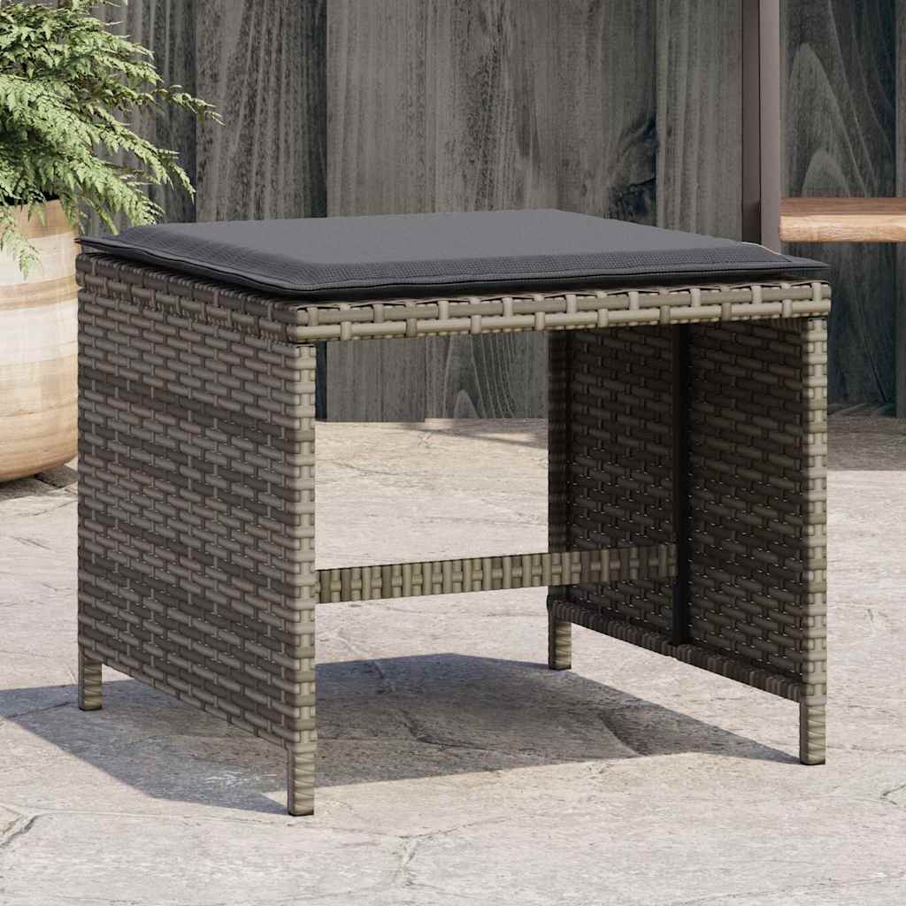 haveskamler 4 stk. med hynder 41x41x36 cm polyrattan grå
