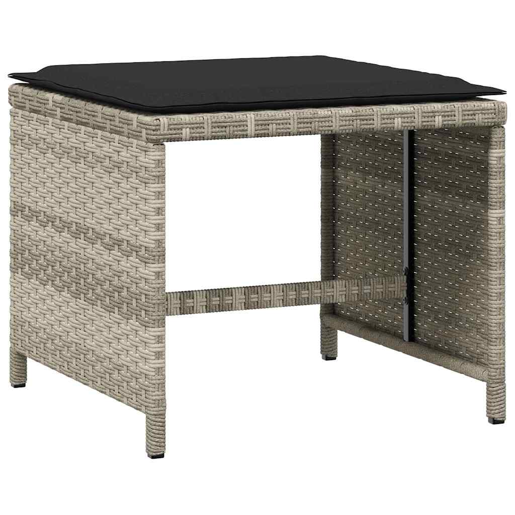 haveskamler 4 stk. med hynder 41x41x36 cm polyrattan lysegrå