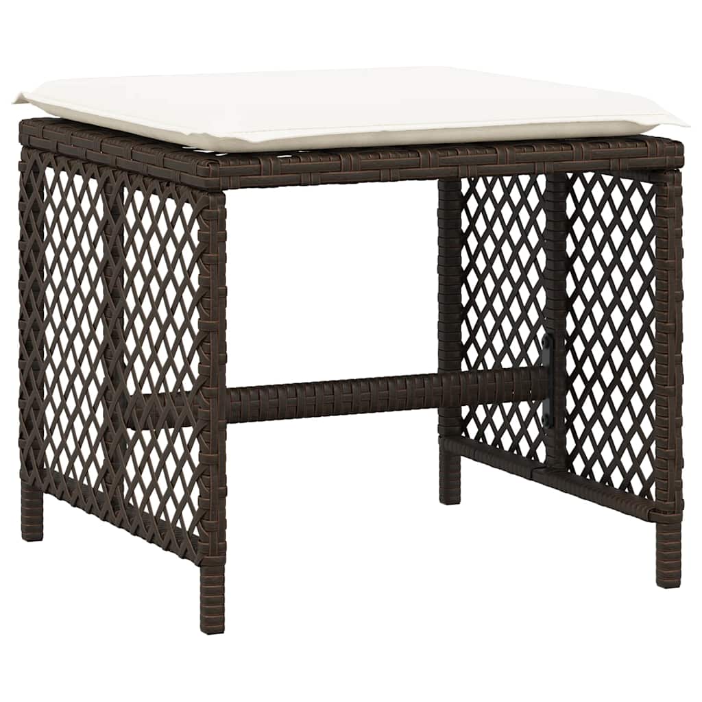 haveskamler 4 stk. med hynder 41x41x36 cm polyrattan brun