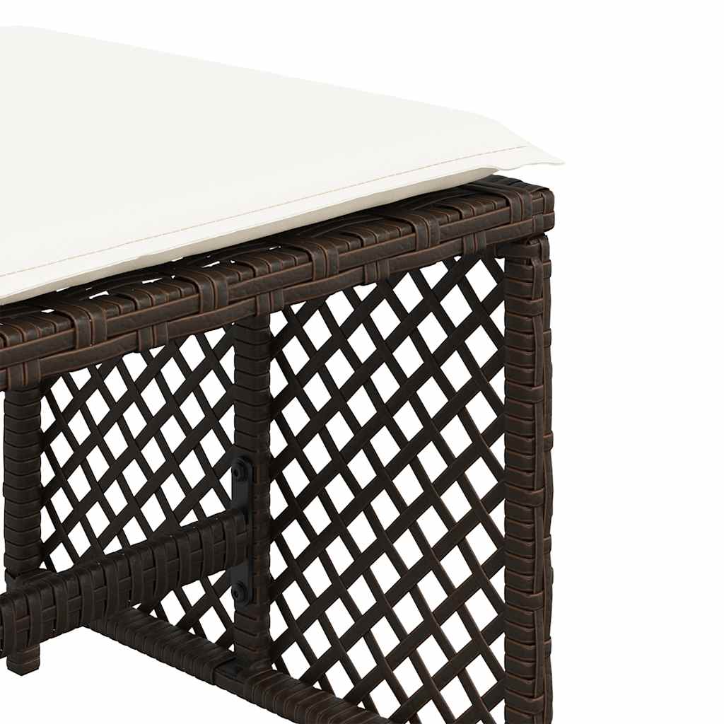 haveskamler 4 stk. med hynder 41x41x36 cm polyrattan brun
