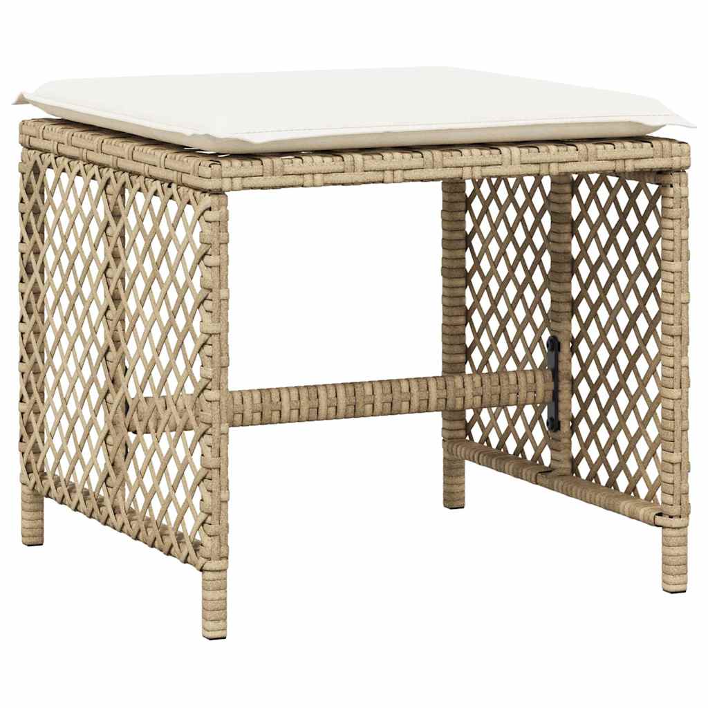 haveskamler 4 stk. med hynder 41x41x36 cm polyrattan beige