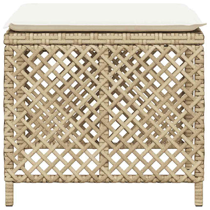 haveskamler 4 stk. med hynder 41x41x36 cm polyrattan beige
