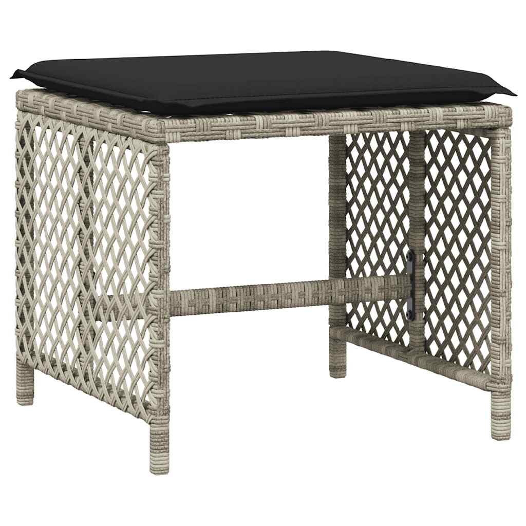 haveskamler 4 stk. med hynder 41x41x36 cm polyrattan lysegrå