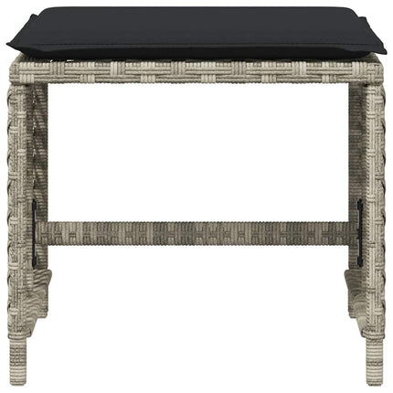 haveskamler 4 stk. med hynder 41x41x36 cm polyrattan lysegrå