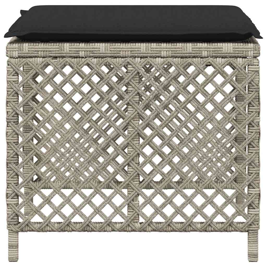 haveskamler 4 stk. med hynder 41x41x36 cm polyrattan lysegrå