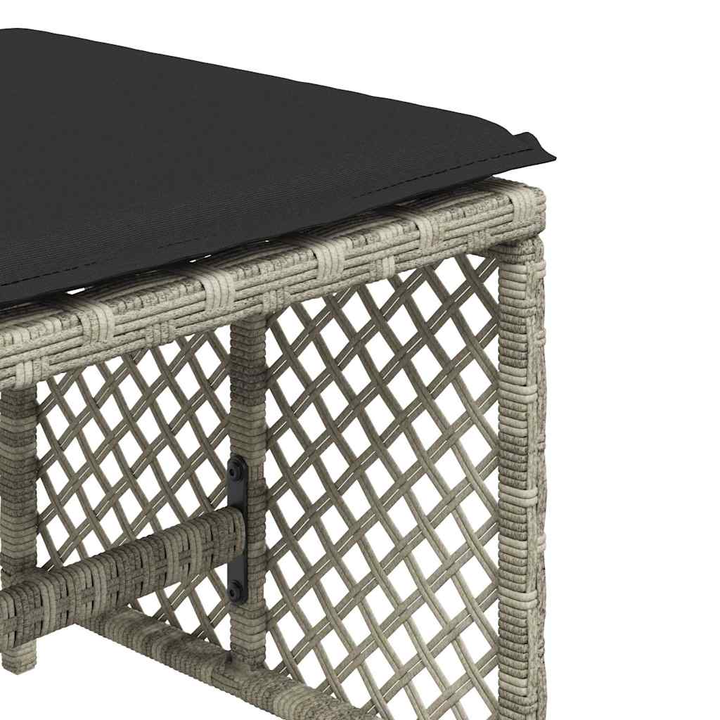 haveskamler 4 stk. med hynder 41x41x36 cm polyrattan lysegrå