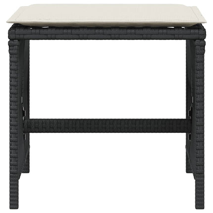 haveskammel med hynder 4 stk. 41x41x36 cm polyrattan sort