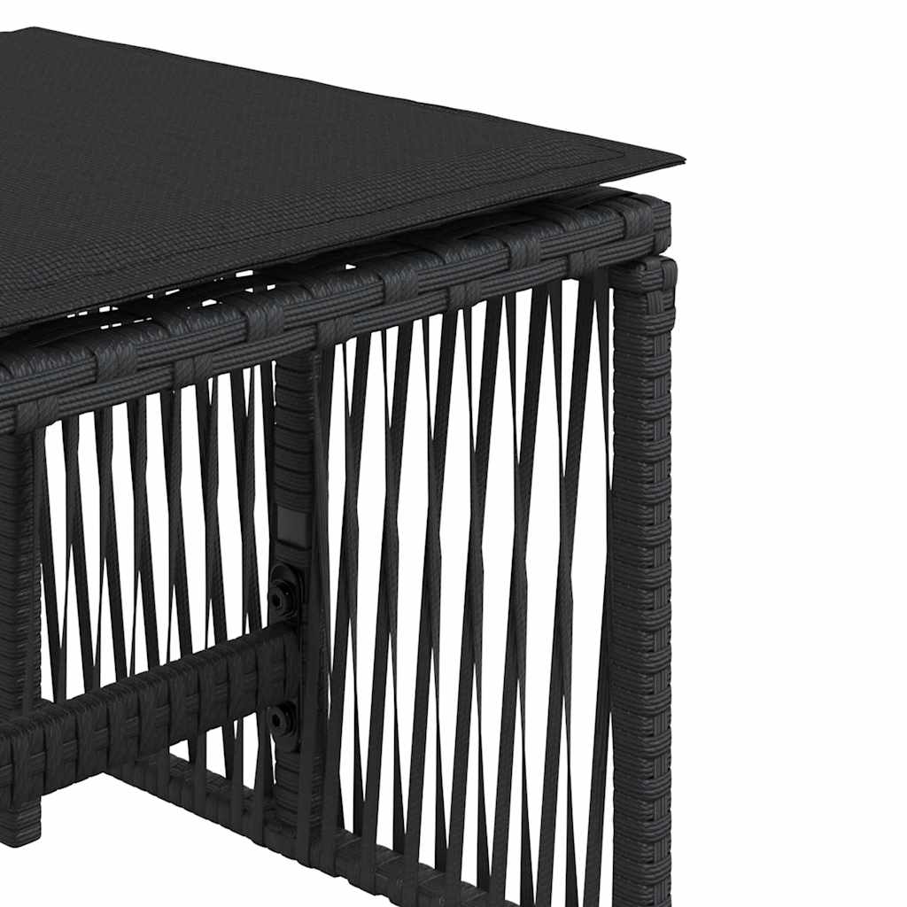 haveskammel med hynder 4 stk. 41x41x36 cm polyrattan sort