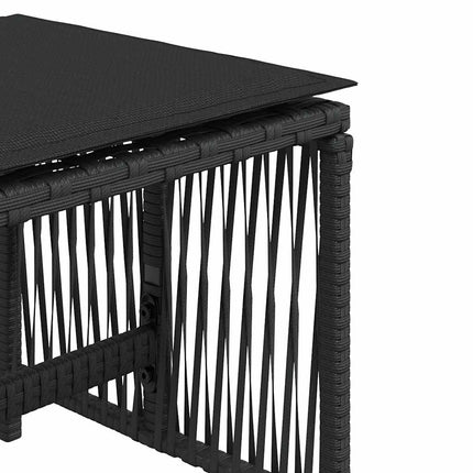 haveskammel med hynder 4 stk. 41x41x36 cm polyrattan sort