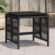 haveskammel med hynder 4 stk. 41x41x36 cm polyrattan sort