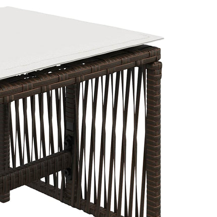 haveskamler 4 stk. med hynder 41x41x36 cm polyrattan brun