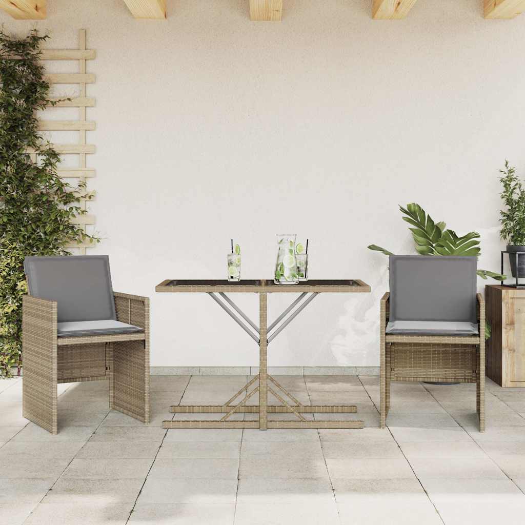 bistrost til haven 3 dele med hynder polyrattan blandet beige