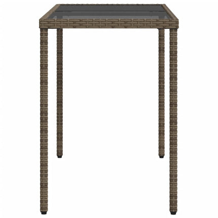 havebord med glastop 115x54x74 cm polyrattan grå