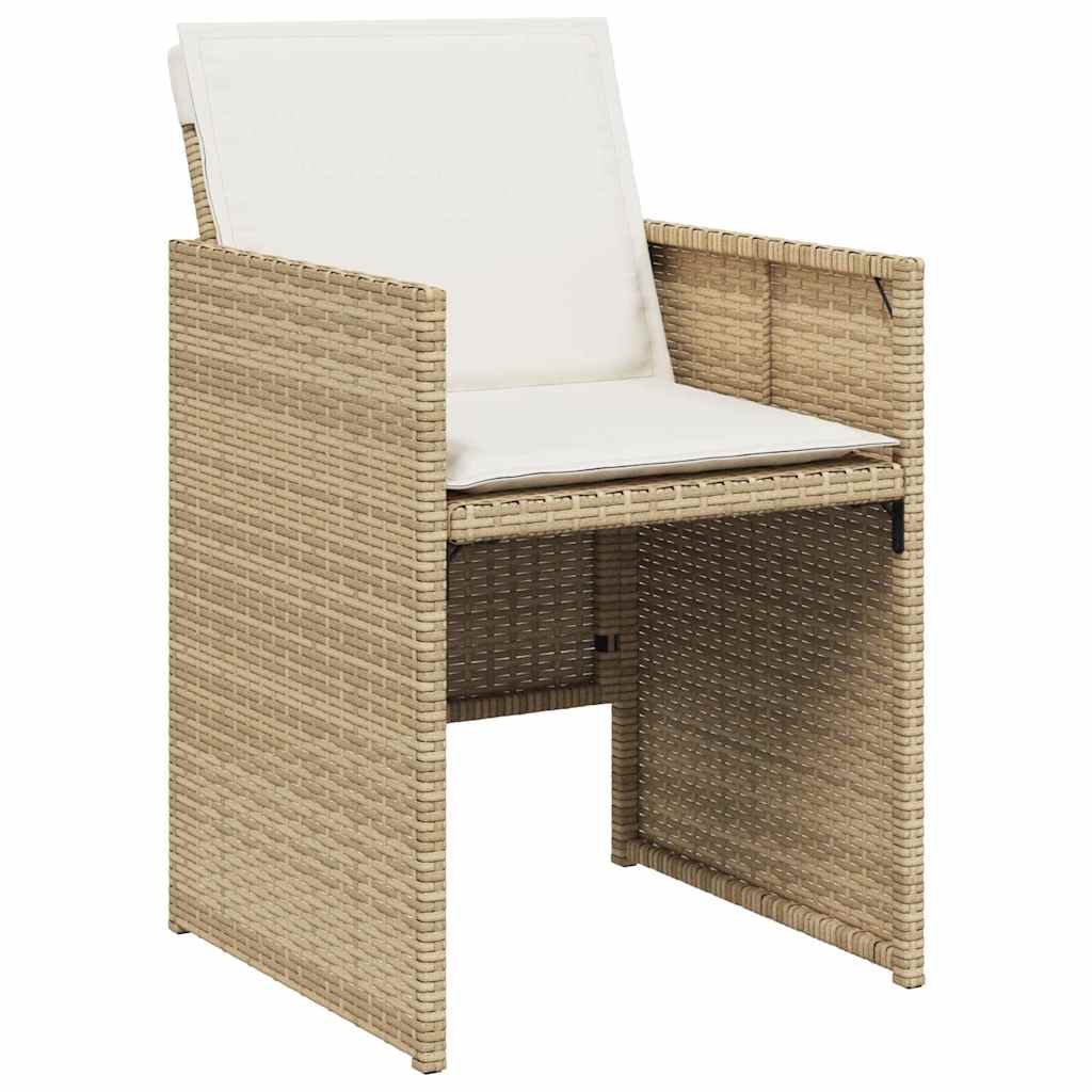 spisebordssæt til haven 5 dele med hynder polyrattan beige