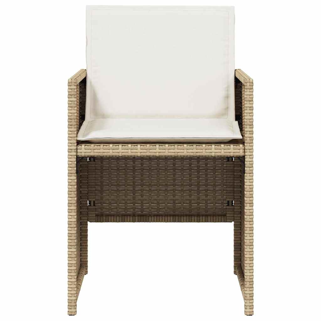 spisebordssæt til haven 5 dele med hynder polyrattan beige