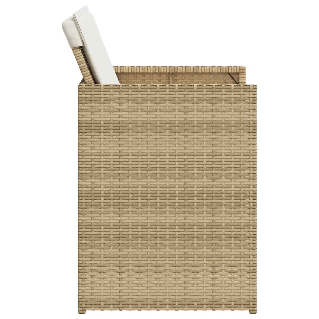 spisebordssæt til haven 5 dele med hynder polyrattan beige