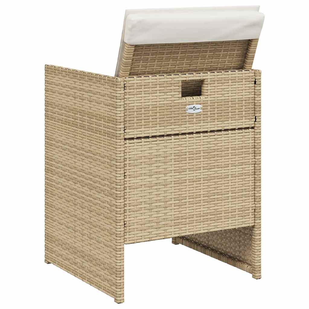 spisebordssæt til haven 5 dele med hynder polyrattan beige