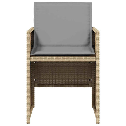 spisebordssæt til haven 5 dele med hynder polyrattan beige