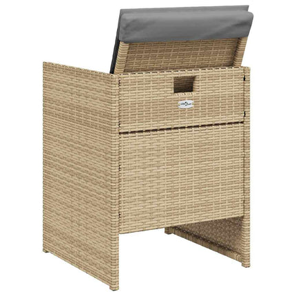 spisebordssæt til haven 5 dele med hynder polyrattan beige
