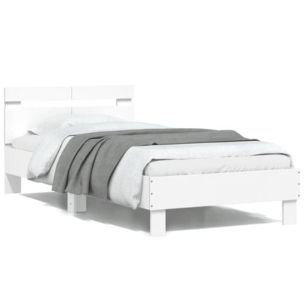sengeramme med sengegavl 100x200 cm konstrueret træ hvid