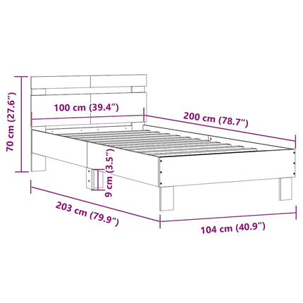 sengeramme m. sengegavl 100x200 cm uden madras sonoma-eg