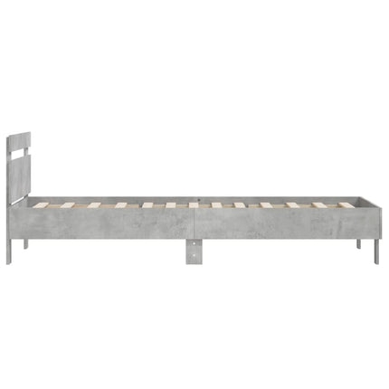 sengeramme med sengegavl 100x200 cm konstrueret træ betongrå