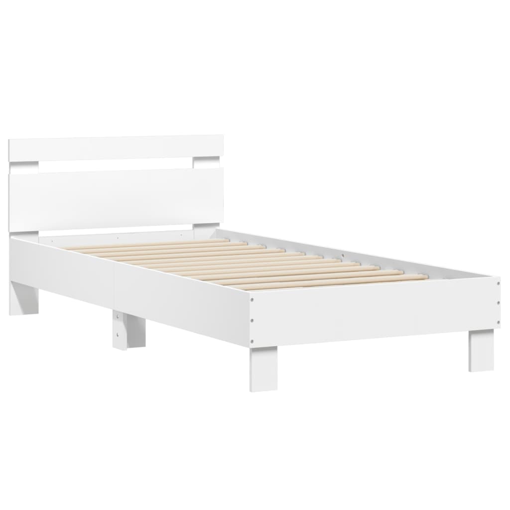 sengeramme med sengegavl 90x200 cm konstrueret træ hvid