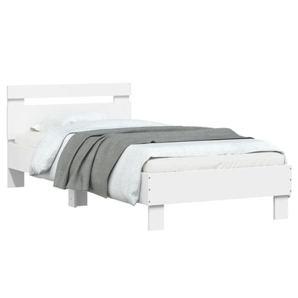sengeramme med sengegavl 90x200 cm konstrueret træ hvid