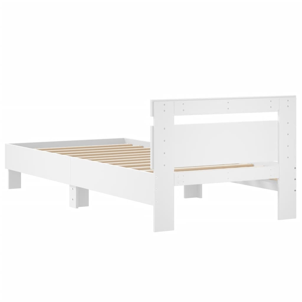 sengeramme med sengegavl 90x200 cm konstrueret træ hvid