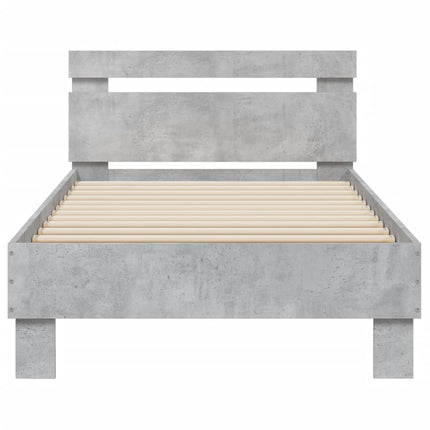 sengeramme med sengegavl 90x200 cm konstrueret træ betongrå