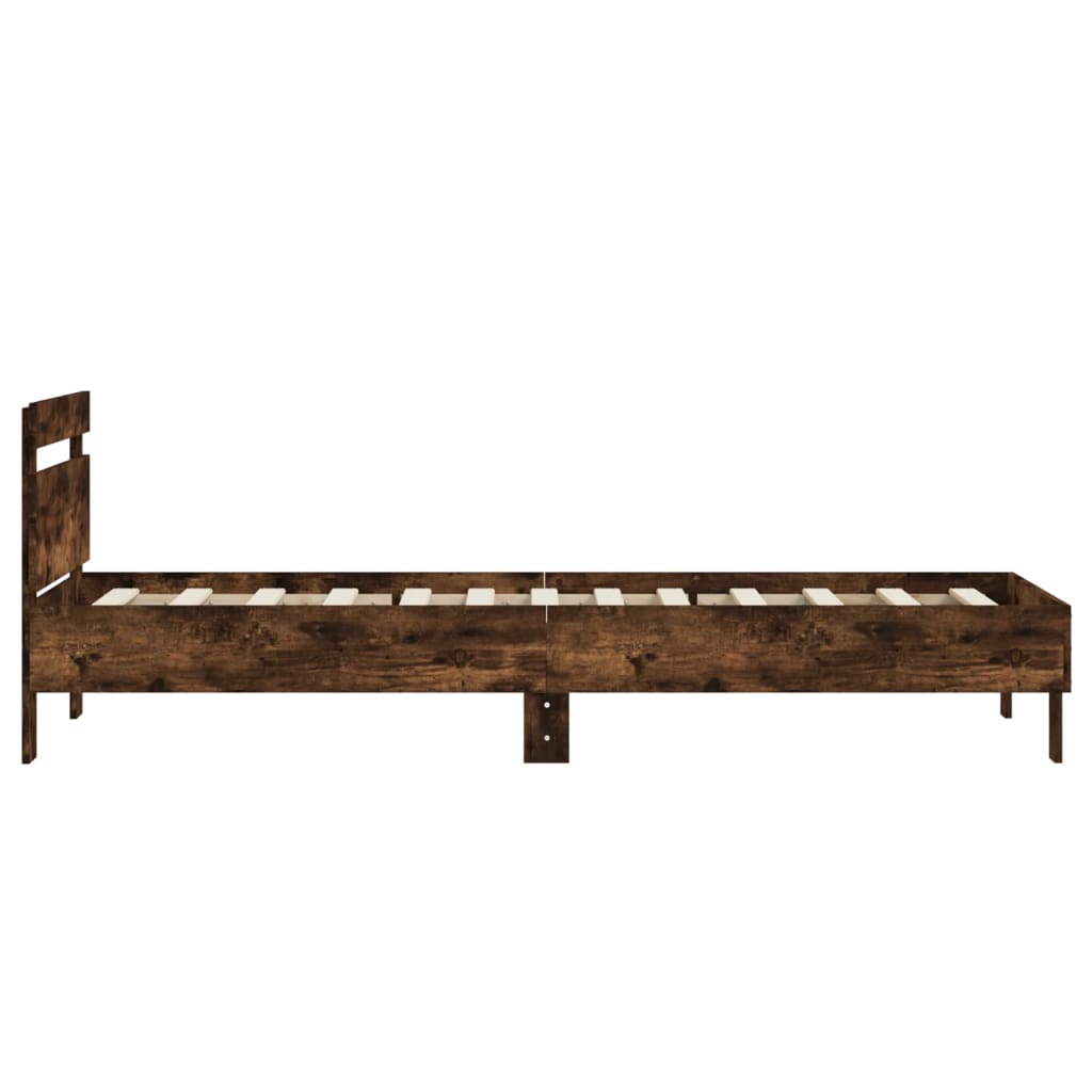 sengeramme med sengegavl 90x200 cm konstrueret træ røget eg
