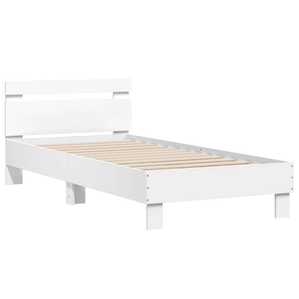 sengeramme med sengegavl 75x190 cm konstrueret træ hvid