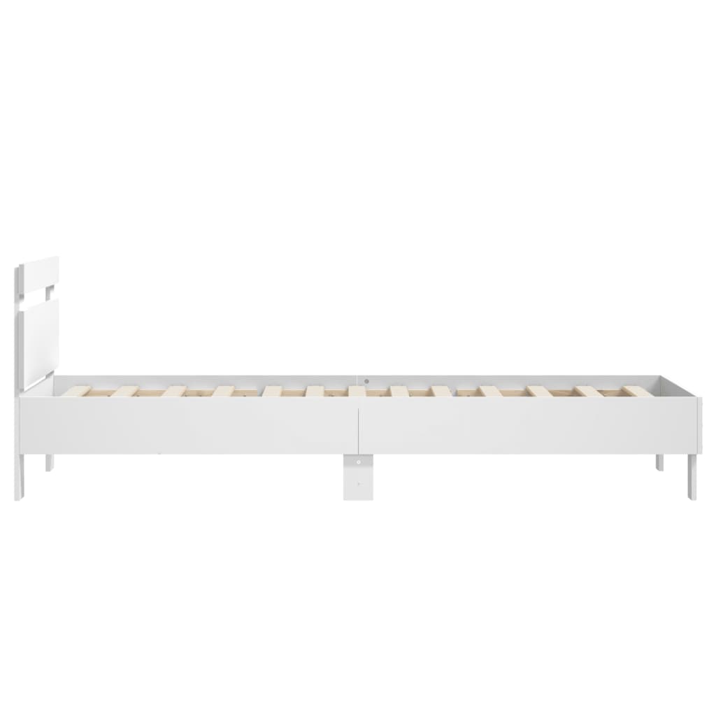 sengeramme med sengegavl 75x190 cm konstrueret træ hvid