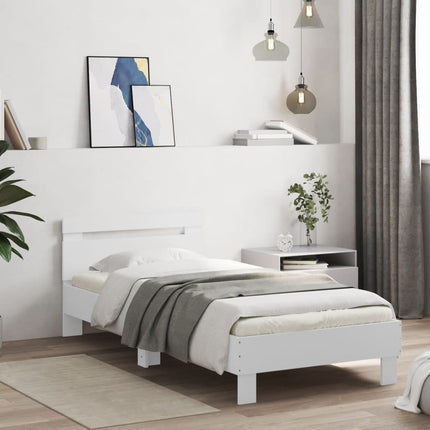 sengeramme med sengegavl 75x190 cm konstrueret træ hvid
