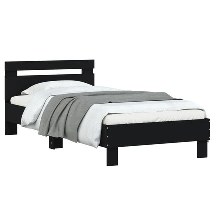 sengeramme med sengegavl 75x190 cm konstrueret træ sort