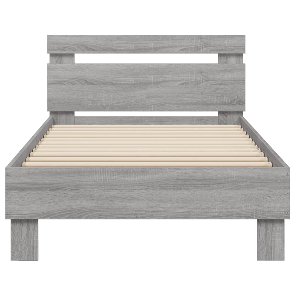 sengeramme m. sengegavl 75x190 cm konstrueret træ grå sonoma-eg