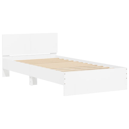 sengeramme med sengegavl 100x200 cm konstrueret træ hvid