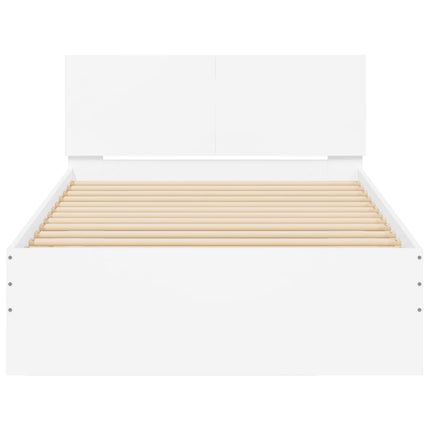 sengeramme med sengegavl 100x200 cm konstrueret træ hvid