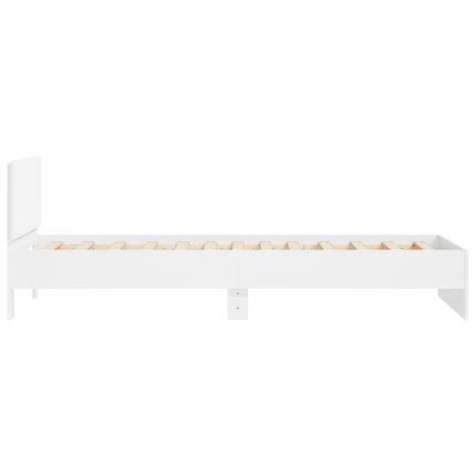 sengeramme med sengegavl 100x200 cm konstrueret træ hvid