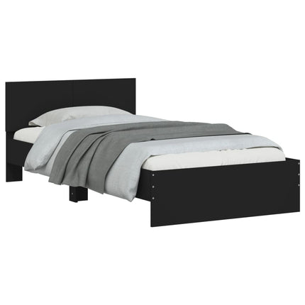 sengeramme med sengegavl 100x200 cm konstrueret træ sort