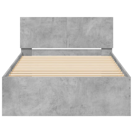 sengeramme med sengegavl 100x200 cm konstrueret træ betongrå