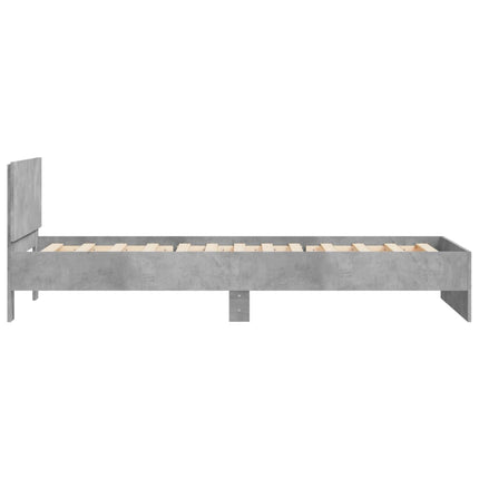 sengeramme med sengegavl 100x200 cm konstrueret træ betongrå