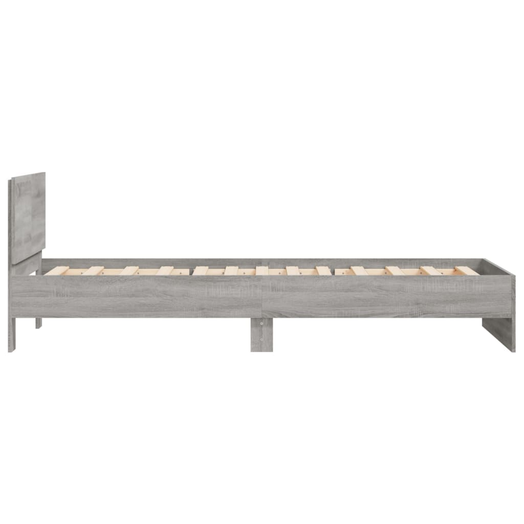 sengeramme med sengegavl 100x200 cm konstrueret træ grå sonoma