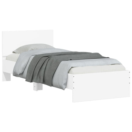 sengeramme med sengegavl 90x200 cm konstrueret træ hvid