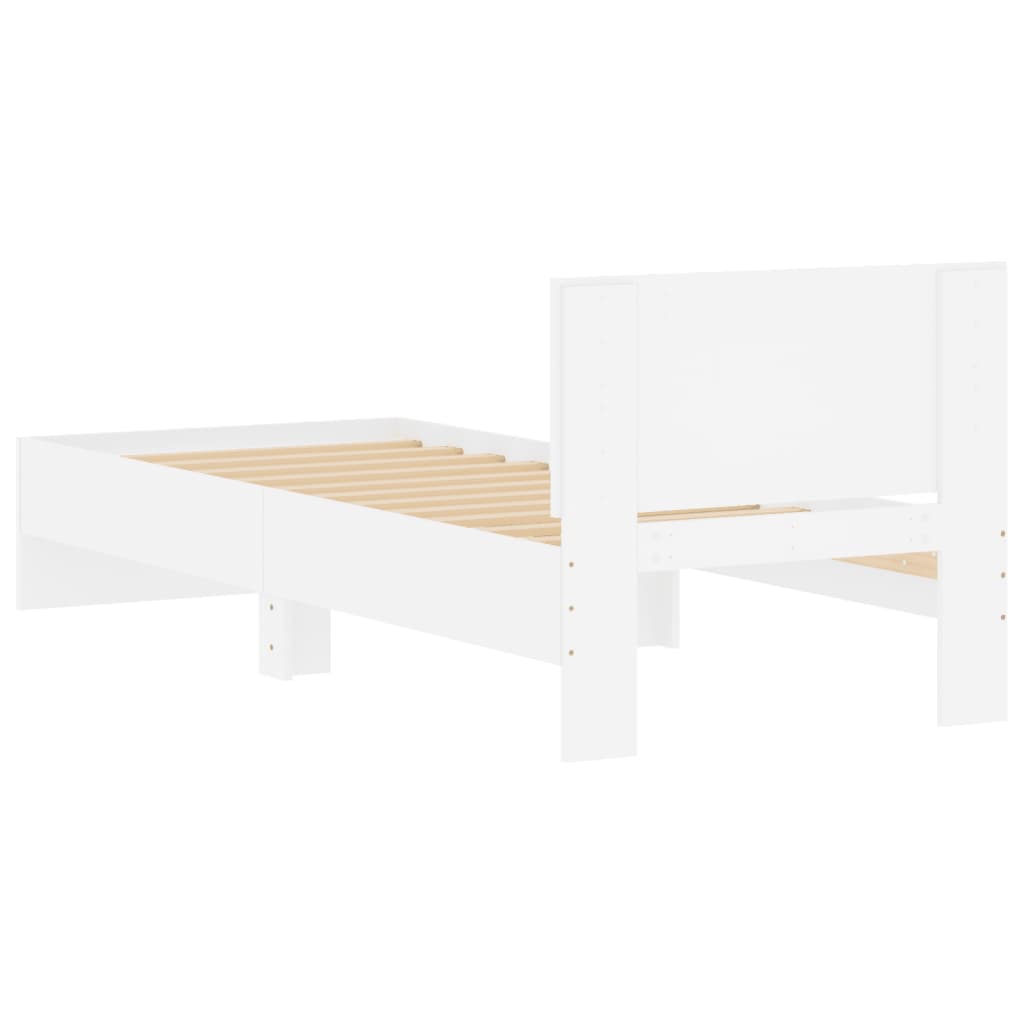 sengeramme med sengegavl 90x200 cm konstrueret træ hvid