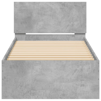 sengeramme med sengegavl 90x200 cm konstrueret træ betongrå