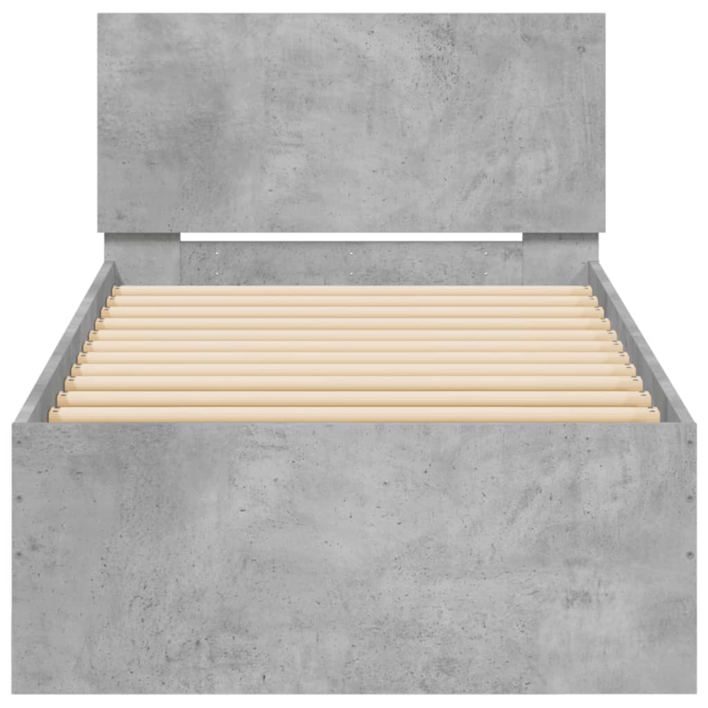 sengeramme med sengegavl 90x200 cm konstrueret træ betongrå