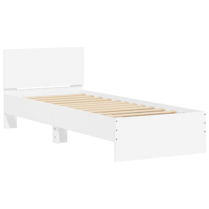 sengeramme med sengegavl 90x190 cm konstrueret træ hvid