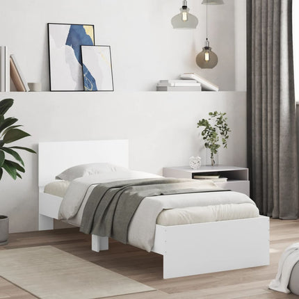 sengeramme med sengegavl 90x190 cm konstrueret træ hvid